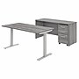 Bush Business Furniture Studio C 60"W Electric Height Adjustable Desk, Credenza, Mobile File Cabinet, Platinum Gray (STC017PGSU)~#|#~85C1EF5B-A4A1-49BD-8CA51496CA56EABD_sc7