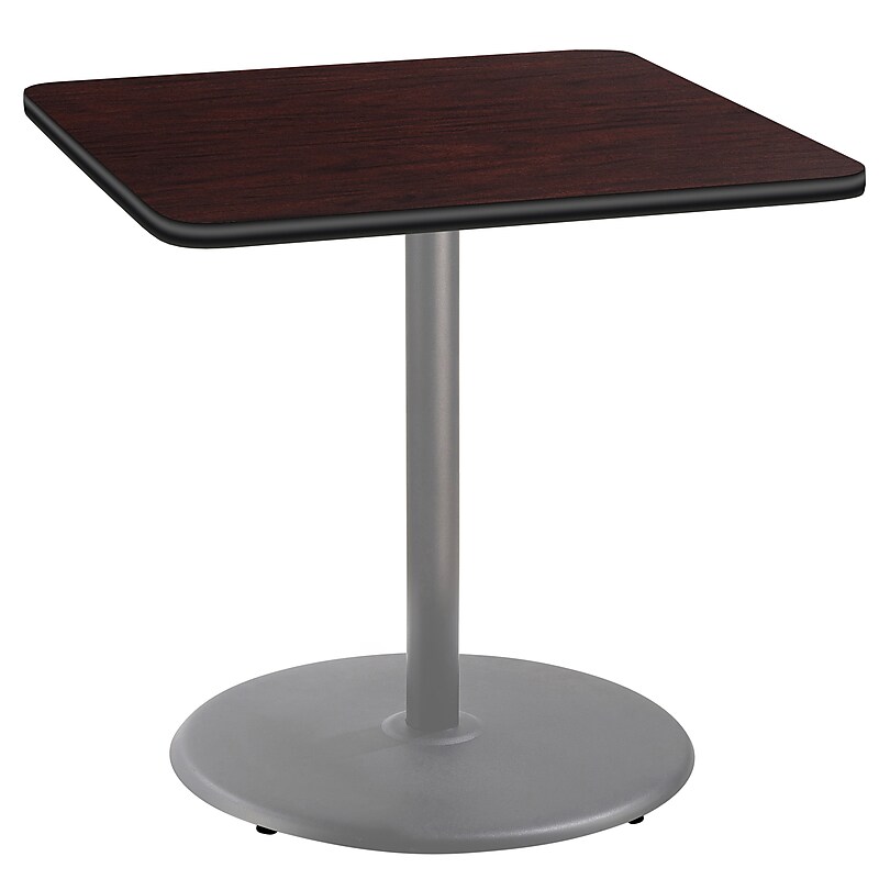 NPS CT Series 36" Square 36" Height Cafe Table, Round Base, Grey Frame/Mahogany Top (CTG33636RCPBTMMY) image 1