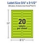 Avery Printable Rectangle Multipurpose Labels, 0.75" x 3.5", Bright Green, 200/Pack (94217)~#|#~85C95F69-3072-41BB-8AF72FA43E0A8415_sc7