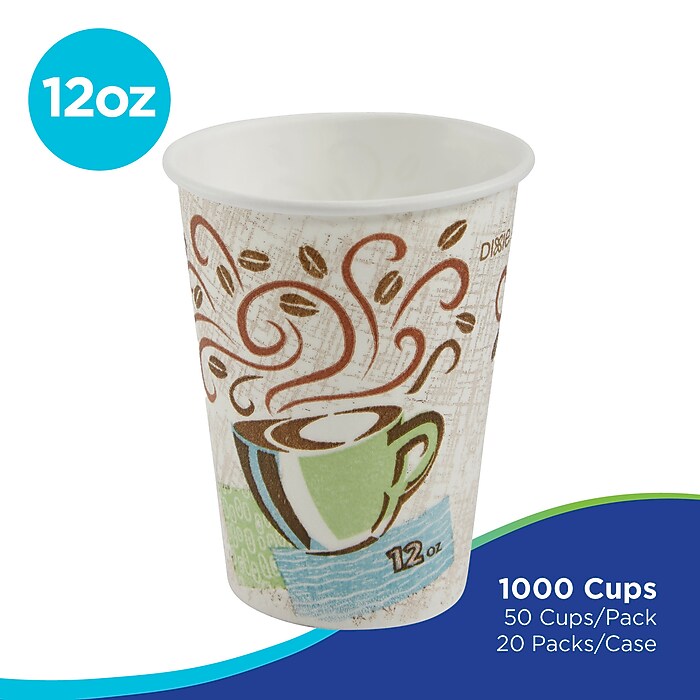 Dixie PerfecTouch Insulated Paper Hot Cups, 12 oz., Coffee Haze