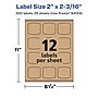 Avery Laser/Inkjet Square Multipurpose Labels, 2" x 2-3/16", Kraft Brown, 300 Labels/Pack ( 94124)~#|#~85E199C3-B069-4A0C-84730208BB705C01_sc7