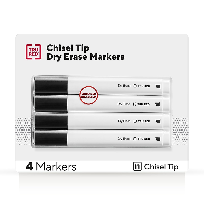 TRU RED™ Tank Dry Erase Markers, Chisel Tip, Black, 4/Pack (TR54559) image 1