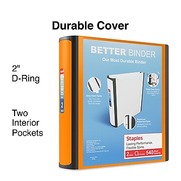 Staples 2" 3-Ring Better Binder, Bright Orange (13469)