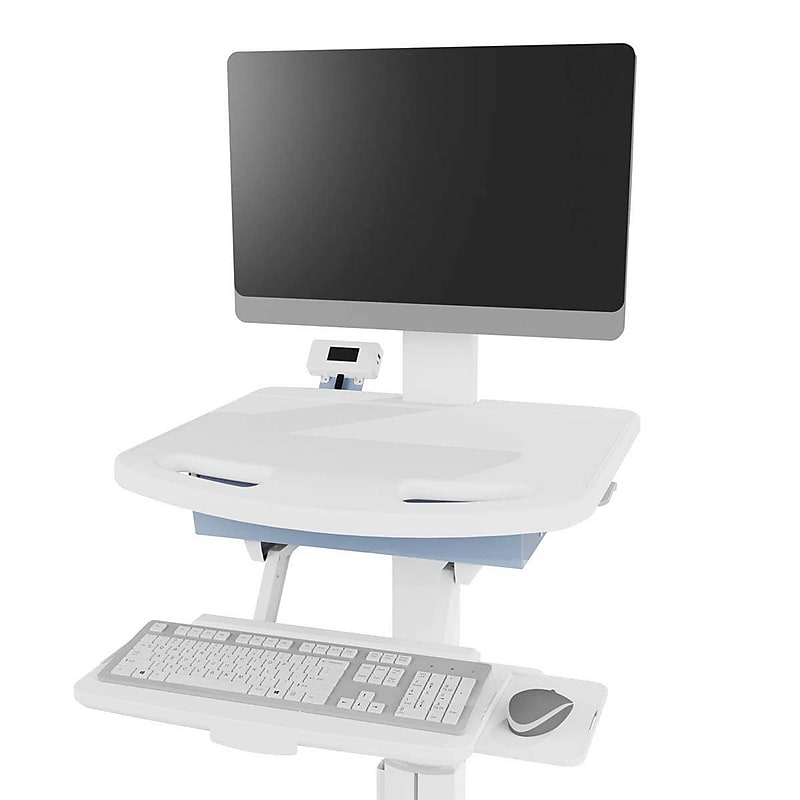 Luxor VitalPower Standard Mobile Medical Workstation with Full-Swivel Wheels, White (MCWS003) image 1