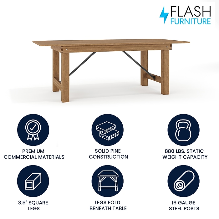 Flash Furniture Pine Wood Folding Farm Table, 40