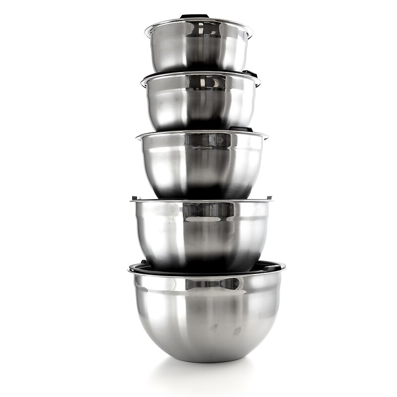 MegaChef Mixing Bowl Set, Stainless Steel, 5-Piece (937111722M) image 1