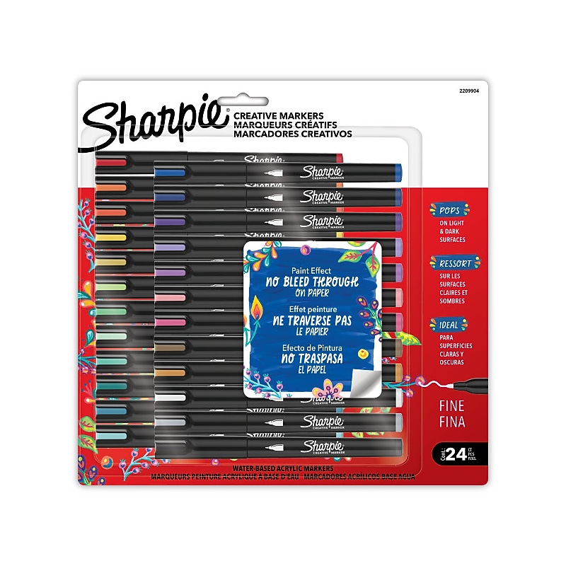 Sharpie Creative Liquid Ink Markers, Fine Tip, Assorted Colors, 24/Pack (2209904) image 1