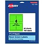 Avery Laser/Inkjet Multipurpose Square Labels, 4" x 4", Neon Green, 160/Pack (94100)~#|#~85FBCEA6-5A93-475C-85F391DE68C06092_sc7