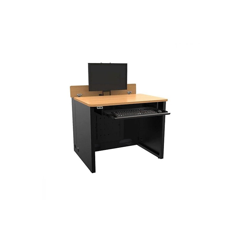 VersaDesk Elevation 36"W Computer Desk, Maple/Black (ED3630-BM) image 1