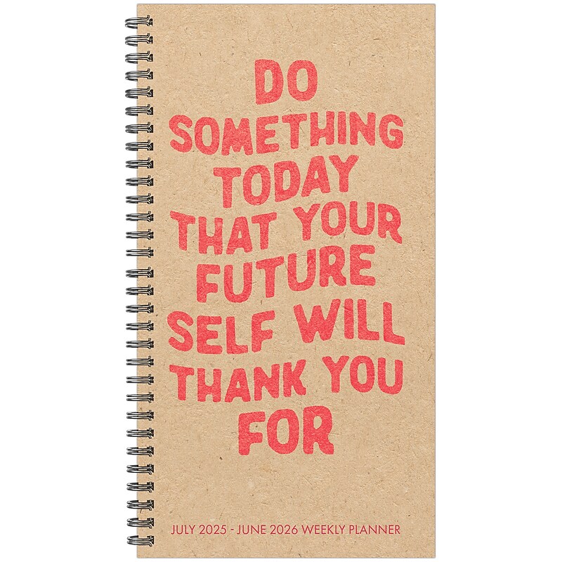 2025-2026 Willow Creek Future Self 3.5" x 6.5" Academic Year Weekly & Monthly Planner, Red/Brown (56875) image 1