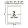 Avery EcoFriendly Laser/Inkjet Rectangle Multipurpose Labels, 5" x 8-1/8", White, 20/Pack (94259)~#|#~861012D6-45BB-480F-807992B5B63E1339_sc7