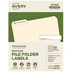 Avery EcoFriendly Laser/Inkjet File Folder Labels, 2/3