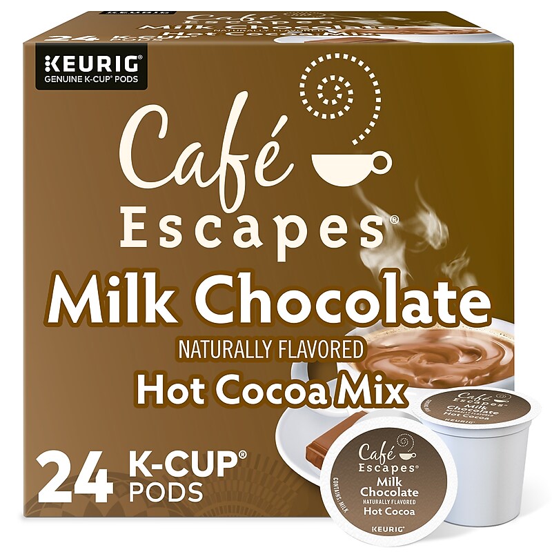 Cafe Escapes Milk Chocolate Hot Cocoa, Keurig® K-Cup® Pods, 24/Box (6801) image 1