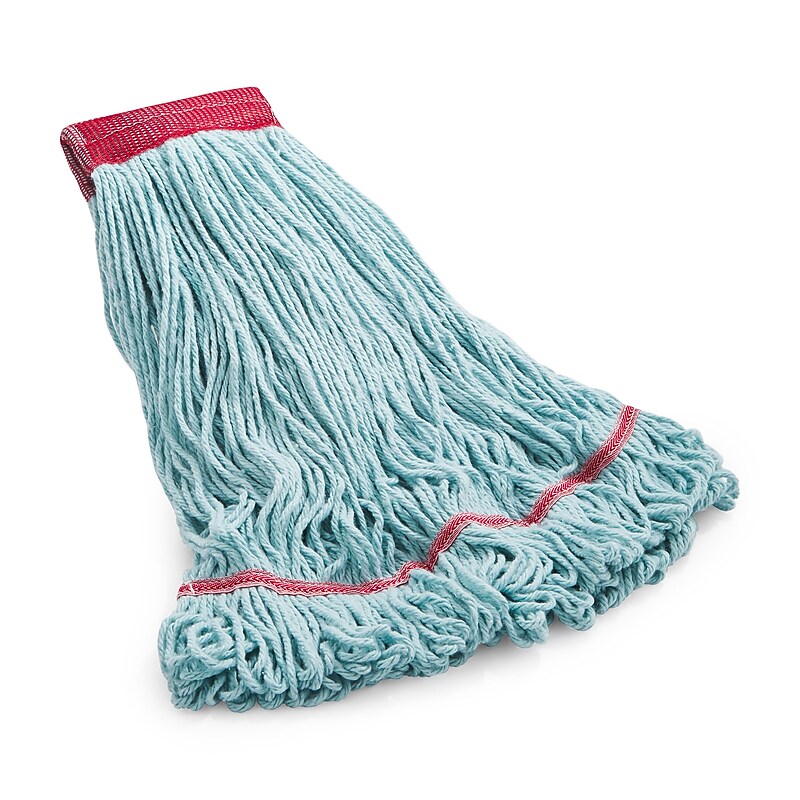 Coastwide Professional™ Looped-End Wet Mop Head, Large, Recycled PET, 5" Headband, Blue (CW57754) image 1