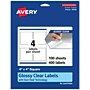 Avery Laser/Inkjet Multipurpose Labels, 4" x 4", Glossy Clear, 400/Box (94100)~#|#~862D37CC-2039-4FD5-B14E0D6487788B7C_sc7