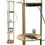 Simple Designs Etagere Organizer Storage 62.5" Floor Lamp with 2 USB Charging Ports and 1 Charging Outlet, Tan (LF2010-TAN)~#|#~862FF71F-989E-4C89-BAE07FCBDD477D3F_sc7