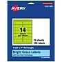 Avery Printable Rectangle Multipurpose Labels, 1-1/3" x 4", Bright Green, 140/Pack (94206)~#|#~86321CFE-7C55-4C1C-A476C80AD28D4715_sc7