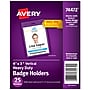 Avery Secure Top Heavy Duty Multiuse Badge Holders, 4" x 3", Clear Portrait Holders, 25/Pack (74472)~#|#~86331C2B-EEED-49A6-917DB8822B68A1D6_sc7