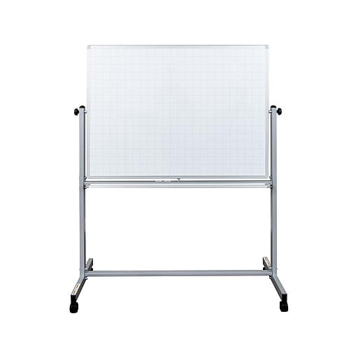 Luxor DryErase Mobile Combination Ghost Grid/Whiteboard, Aluminum