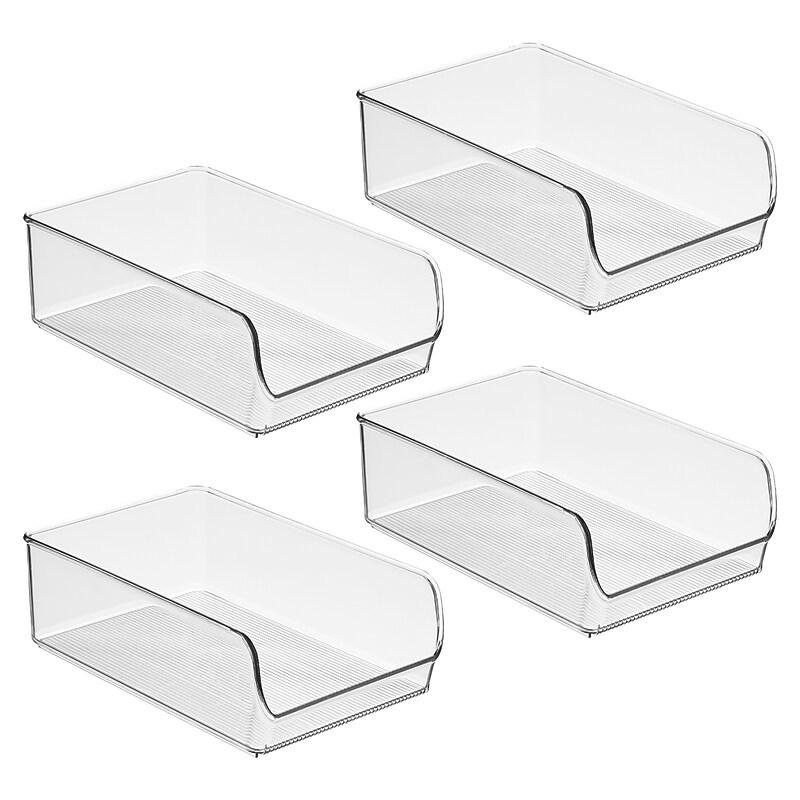 iDESIGN Small Stackable Plastic Storage Bin, Clear, 4/Pack (28116M4) image 1