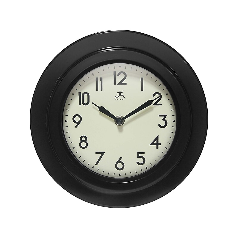 Infinity Instruments Retro Escape Wall Clock, Plastic/Glass, 9.75"Dia. (20305BK-4543) image 1