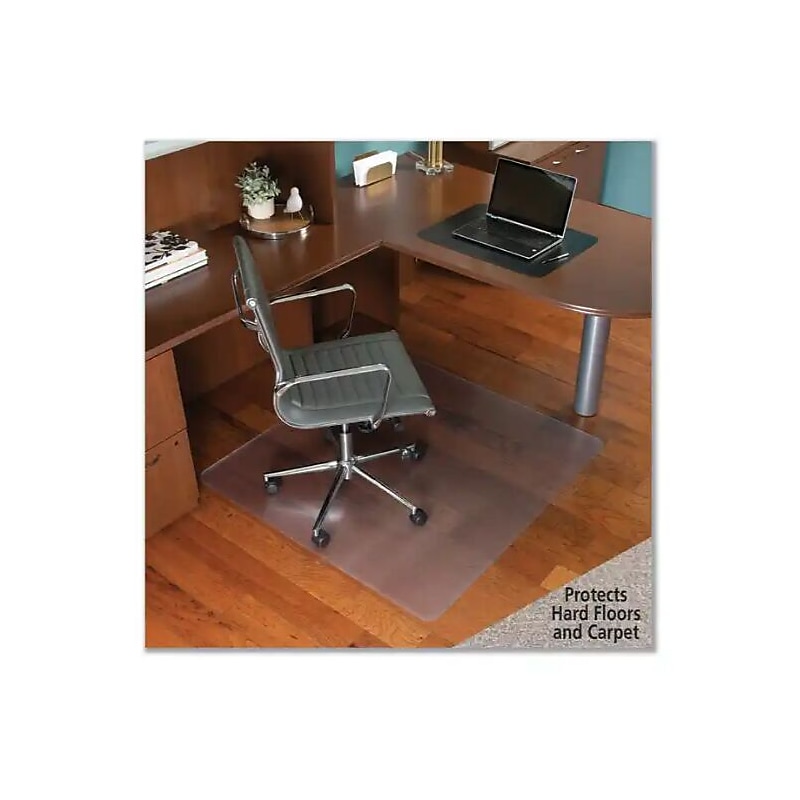 ES Robbins Floor+Mate Carpet & Hard Floor Chair Mat, 46" x 48", Designed for Medium-Pile Carpet, Clear (ESR121442) image 1