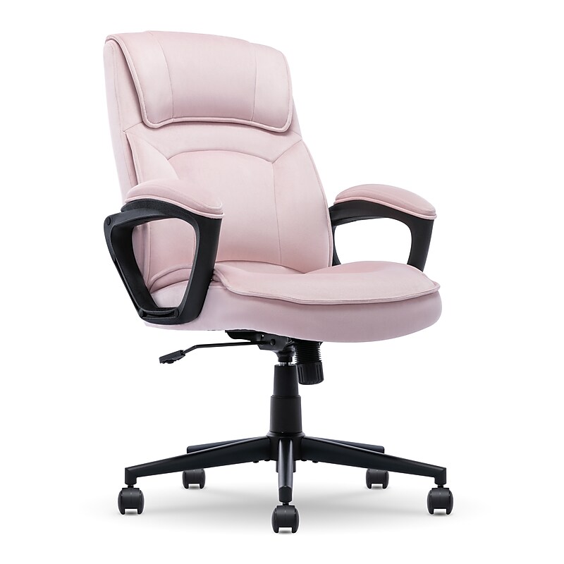 Serta Comfort Classic Ergonomic Velvet Fabric Swivel Executive Chair, Pink (CCHR10005C) image 1