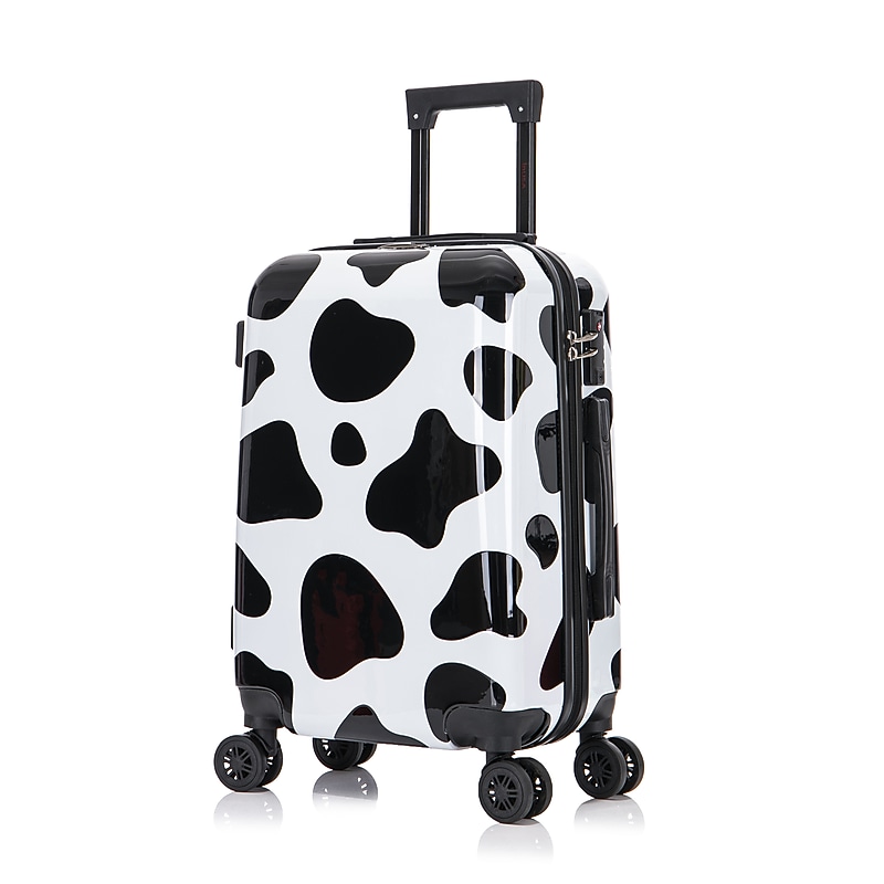 InUSA Prints 22.88" Hardside Suitcase, 4-Wheeled Spinner, TSA Checkpoint Friendly, Cow Animal Print (IUAPC00S-COW) image 1