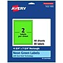 Avery Rectangle Multipurpose Labels, 4.75" x 7.75", Neon Green, 80/Pack (94255)~#|#~86770E00-B431-494F-B5641149CCCBB8E4_sc7