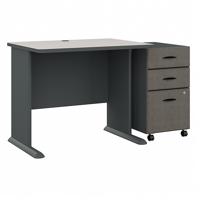 Bush Business Furniture Cubix 36W Desk with Mobile File Cabinet, Slate/White Spectrum (SRA024SLSU) image 1