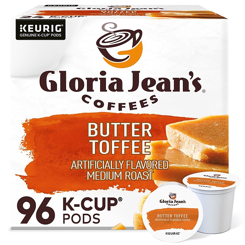 Gloria Jean's Coffees Butter Toffee Coffee, Keurig K-Cup Pod, Medium Roast, 96/Carton (60051-012CT) image 1