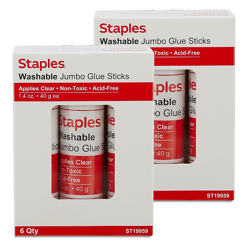 Staples® Jumbo Washable Glue Sticks, 1.4 oz., Clear, 12/Pack image 1