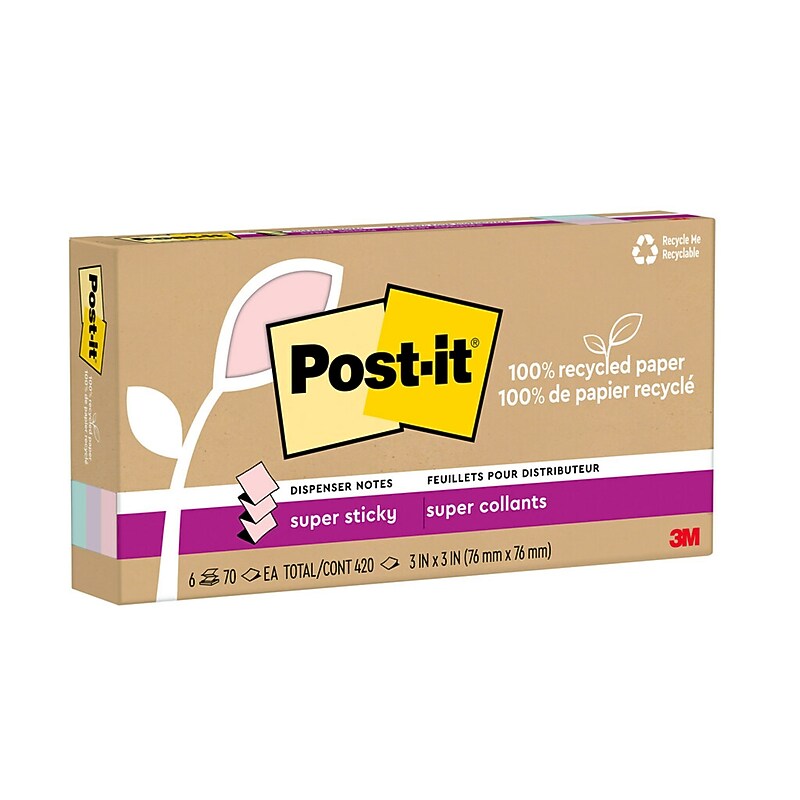 Post-it Recycled Super Sticky Pop-Up Notes - Wanderlust Pastels Collection, 3