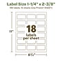 Avery EcoFriendly Laser/Inkjet Rectangle Multipurpose Labels, 1-1/4" x 2-3/8", White, 180/Pack (94227)~#|#~868B4BE0-2875-4AF1-9847092A41BD44AF_sc7