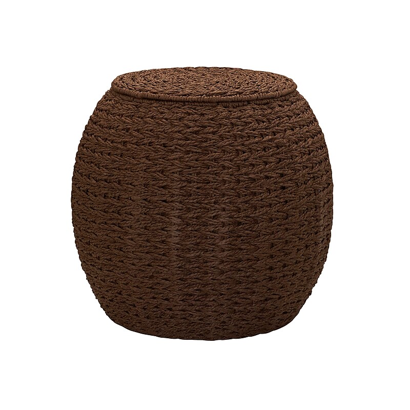 Household Essentials Handwoven Paper Rope Barrel Wicker Storage Basket Side Table, Brown (ML-4228) image 1