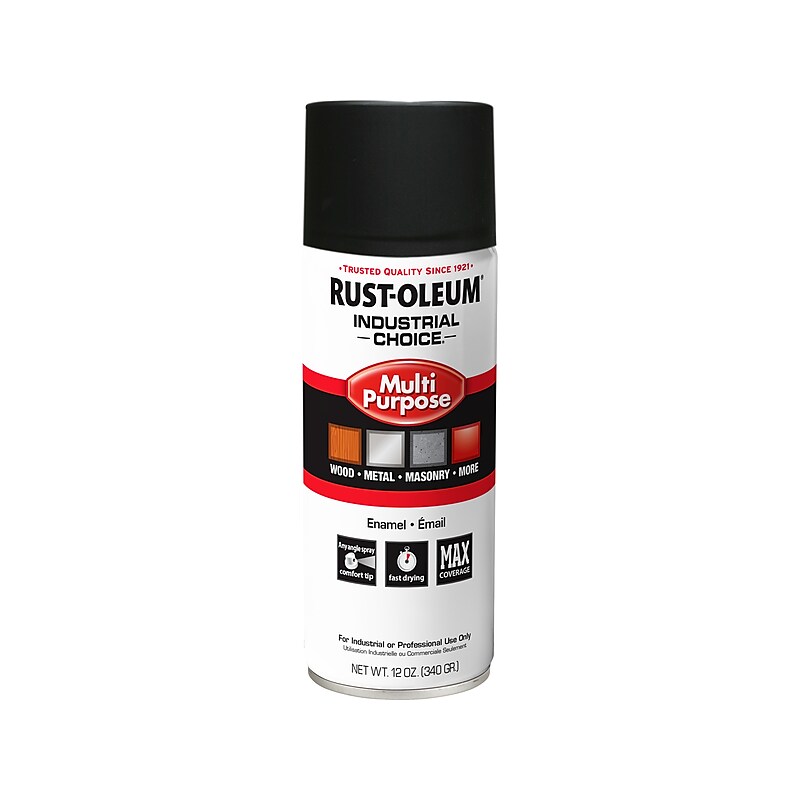 Rust-Oleum Industrial Choice Multipurpose Enamel Spray, Black, 12 Oz., 6/Pack (1676830V) image 1