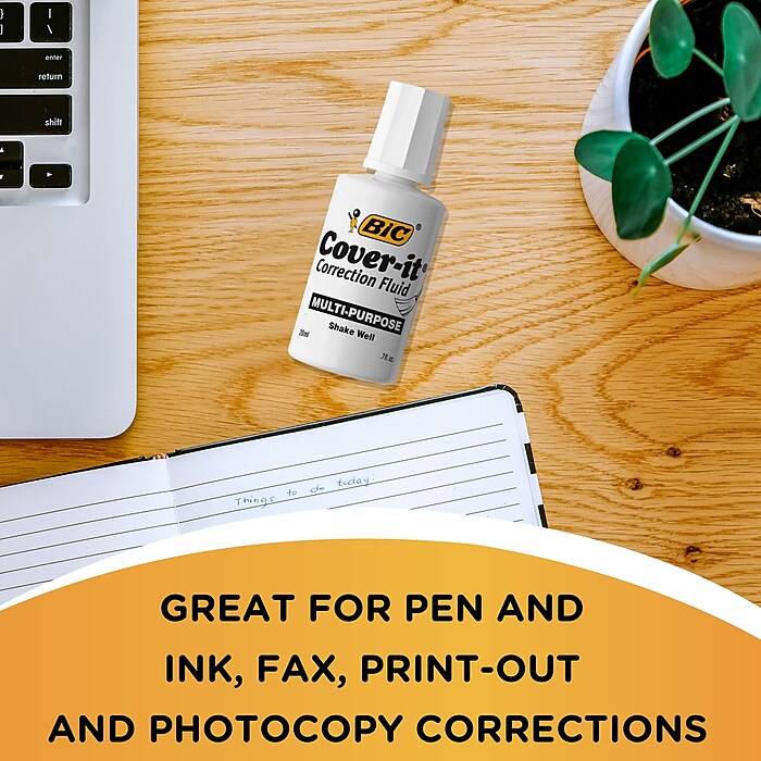 BIC Cover-it Correction Fluid, White (50367/WOC12-WHI) | Staples