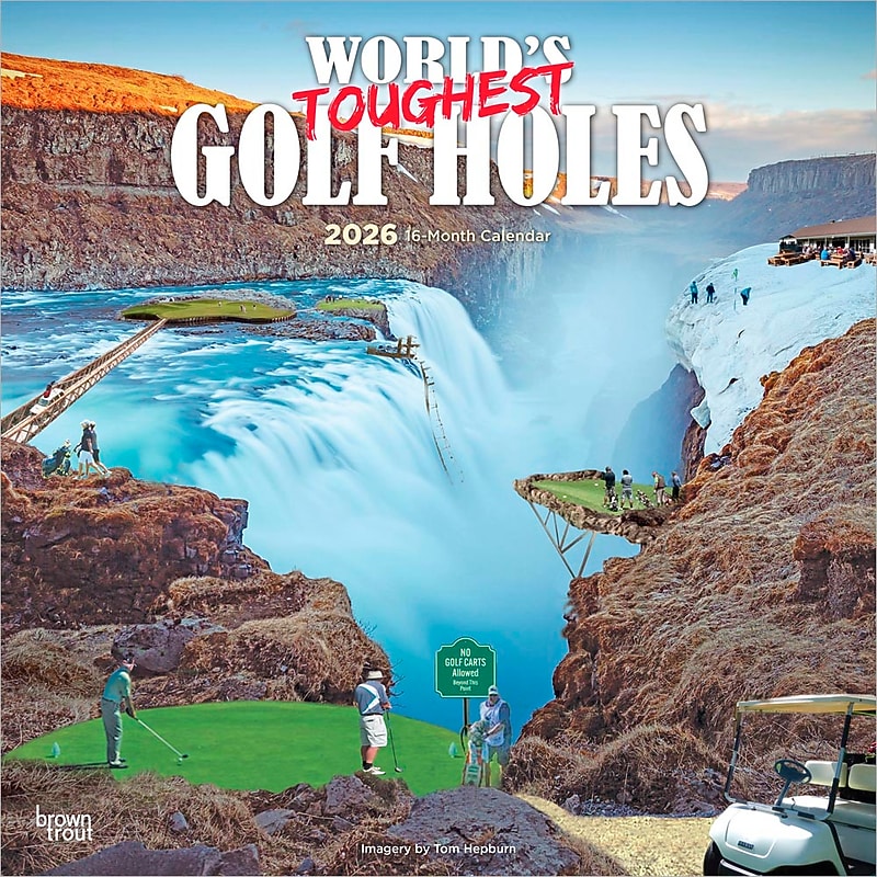2026 BrownTrout World's Toughest Golf Holes 12" x 12" Monthly Wall Calendar (9798330701902) image 1