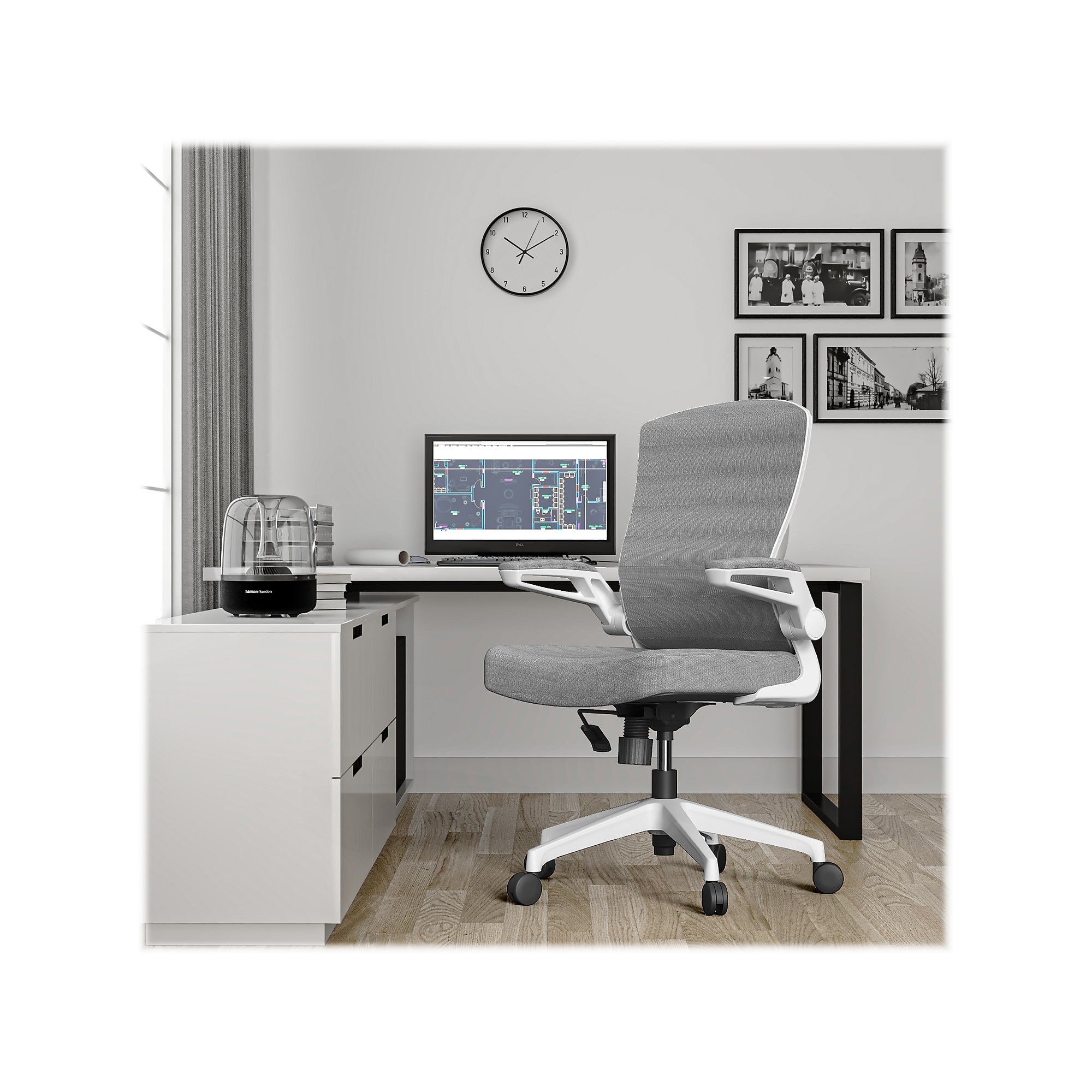 RAYNOR GROUP ION Fabric Task Chair, Gray/White (ION-WH-GRY) Sansujyuku sansujyuku.com