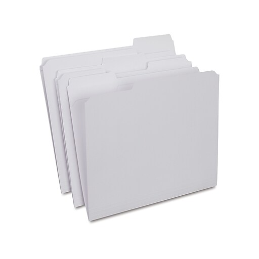 Staples® Reinforced File Folder, 1/3Cut Tab, Letter Size, White, 100