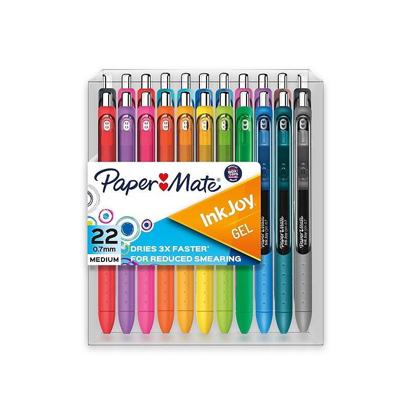 Paper Mate InkJoy Retractable Gel Pens, Medium Point, Assorted Inks, 22/Pack (2088416) image 1