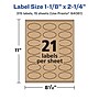 Avery Laser/Inkjet Multipurpose Labels, 2.25" x ", Kraft Brown, 315/Pack (94061)~#|#~86A382C2-C8D3-4A8B-8367D6282425FD86_sc7
