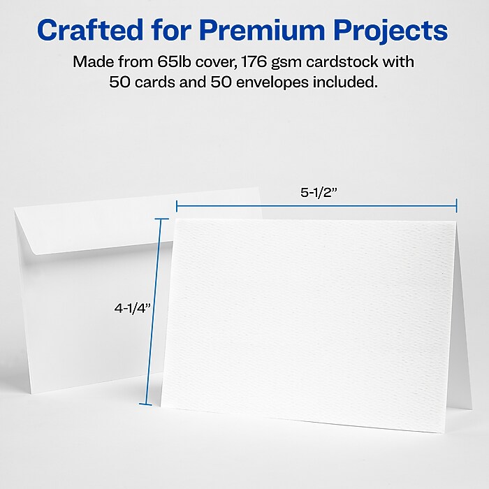 Avery Textured Genral Use Note Cards, White, 50/Pack (03379) | Staples