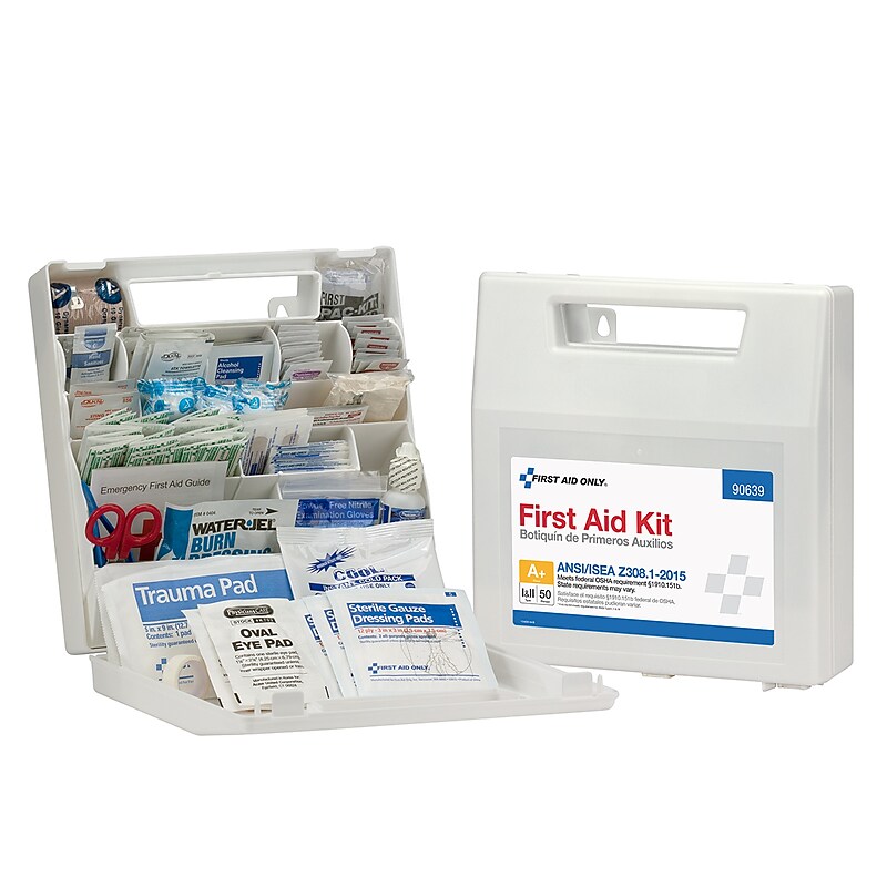 First Aid Only Plastic First Aid Kit, ANSI 2015 Class A+, 50 People, 183 Pieces (90639) image 1