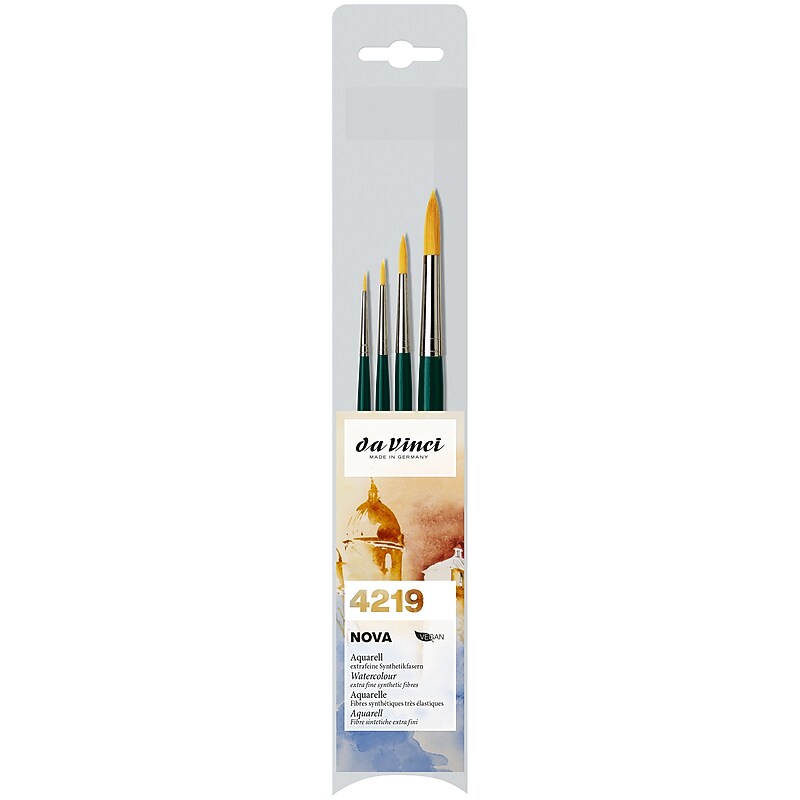 da Vinci NOVA Mixed Media Synthetic Bristle, Round Model Painting Brushes, 4/Pack (DVXVA42190) image 1