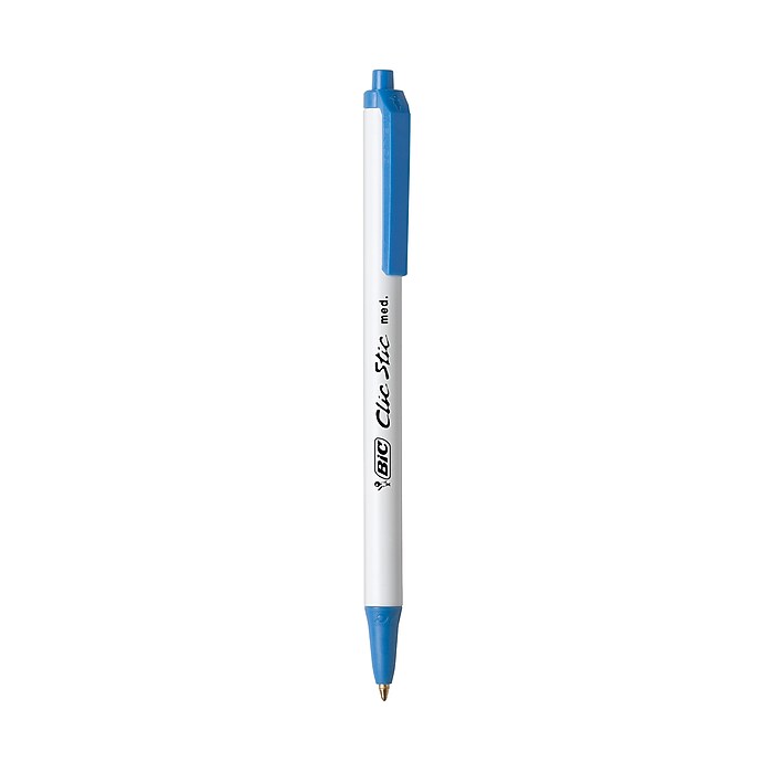 BIC Clic Stic Retractable Ballpoint Pens, Medium Point, Blue Ink, Dozen  (90431/CSM11BL)