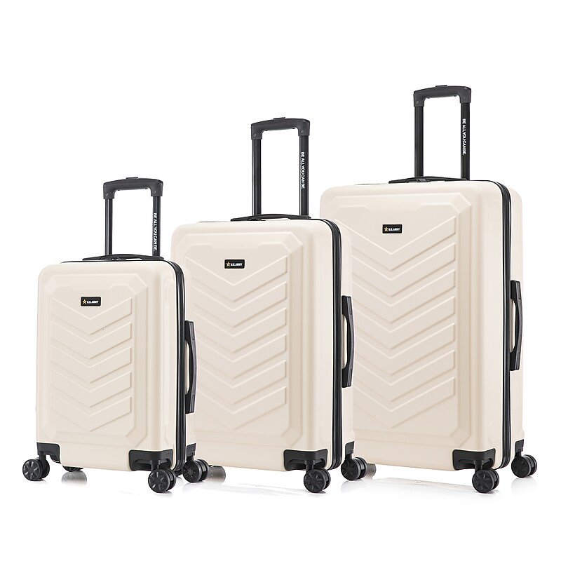 US Army FOX 3-Piece Hardside Spinner Carry-On Luggage Set, TSA Checkpoint Friendly, Sand (USLFOXSML-SAN) image 1