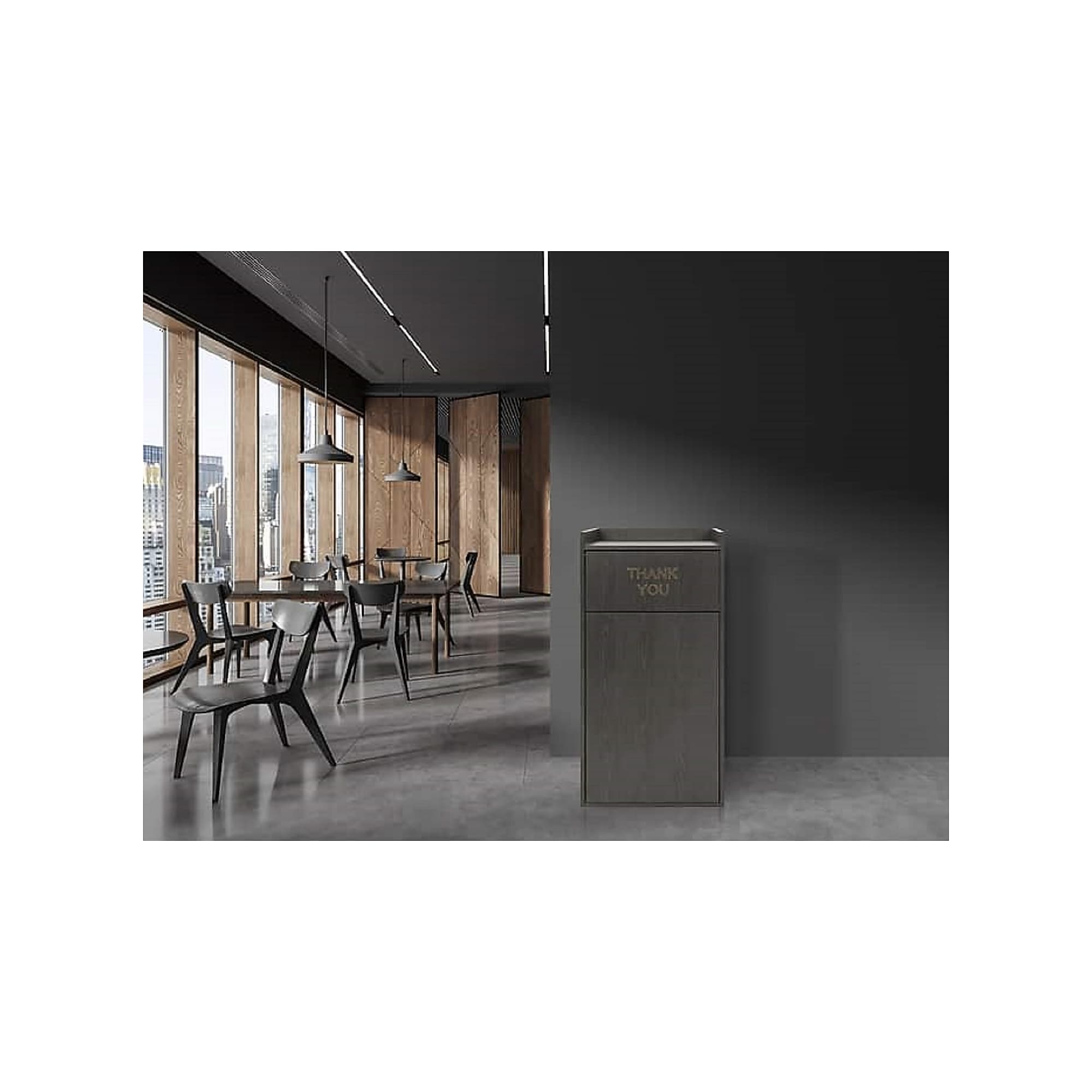 Alpine Industries Wood Trash Can Enclosure with Tray Top, 40 Gallon, Black (476-BLK) Sansujyuku sansujyuku.com