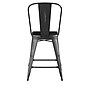 Flash Furniture Carly Indoor-Outdoor Counter Height Stool with Back, Black with Black Seat (ET353424BKPL1B)~#|#~86C1627E-CE5A-46A7-A44D9915CE100209_sc7