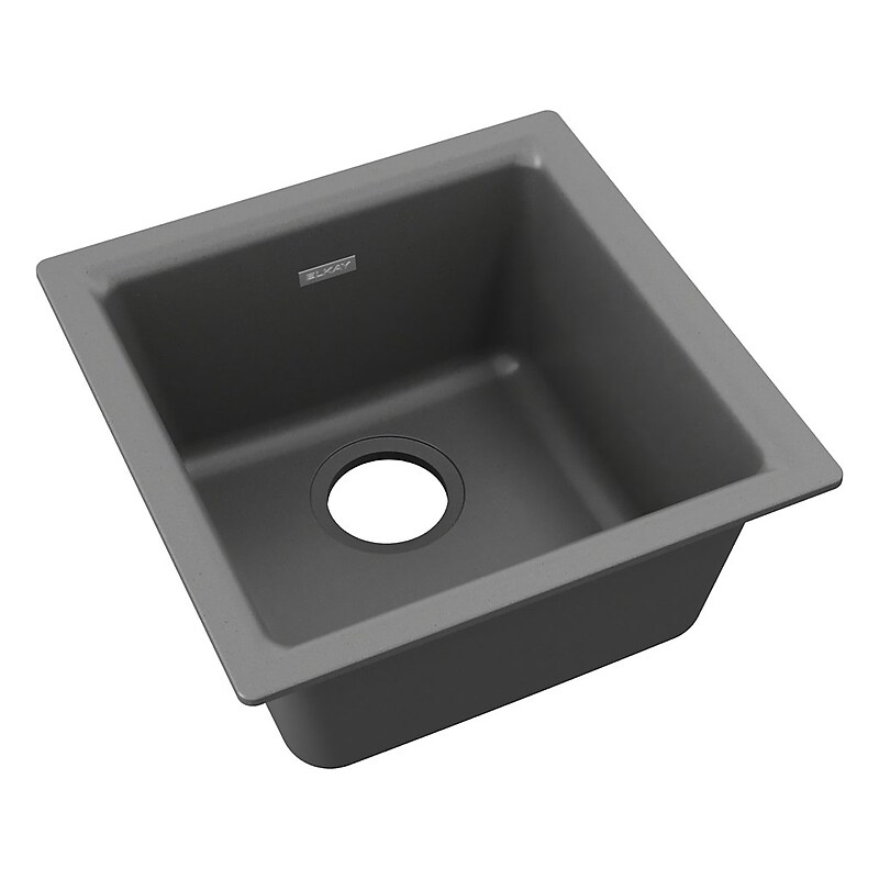Elkay Quartz Classic Single-Bowl Drop In/Undermount Kitchen Sink, 15.75" x 15.75" x 7.69", Dusk Gray (ELG1616GY0) image 1
